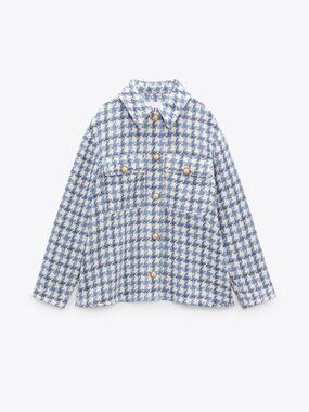 Zara PEARL BUTTON TEXTURED OVERSHIRT